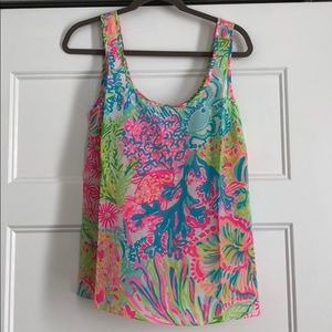 LILLY PULITZER COSMOS Tank Top LOVERS CORAL Print